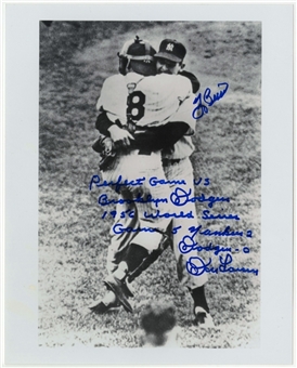 Yogi Berra and Don Larsen Signed/ Inscribed B&W Photograph (PSA/DNA)